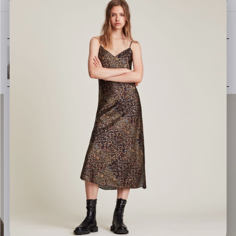 All Saints Tiana Size 6 US Animal Print Midi Dress